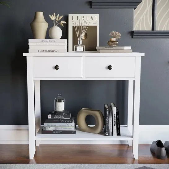 BOXED CLICHY CONSOLE TABLE COLOUR: WHITE SIZE: 74H X 50W X 30D CM