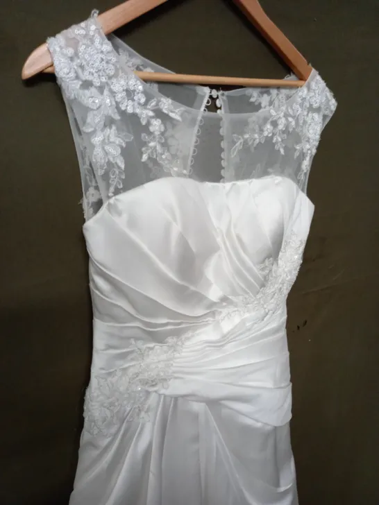 NETTED SHOULDERED EMBELLISHED WHITE WEDDING DRESS - 14