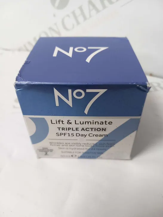 BOXED NO.7 LIFT AND LUMINATE TRIPLE ACTION SPF15 DAY CREAM 50ML