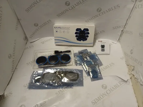 BOXED EMS INTELLIGENT PULSE ABDOMEN DEVICE WITH ACCESSORIES, USB CABLE AND USER MANUAL