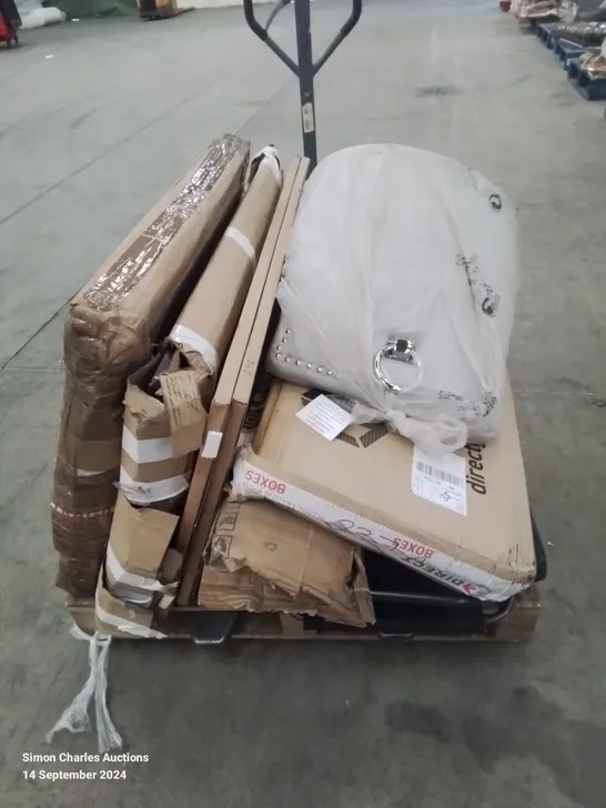 PALLET CONTAINING VARIOUS BOXED FURNITURE PARTS AND OTHER HOUSEHOLD ACCESSORIES ETC.