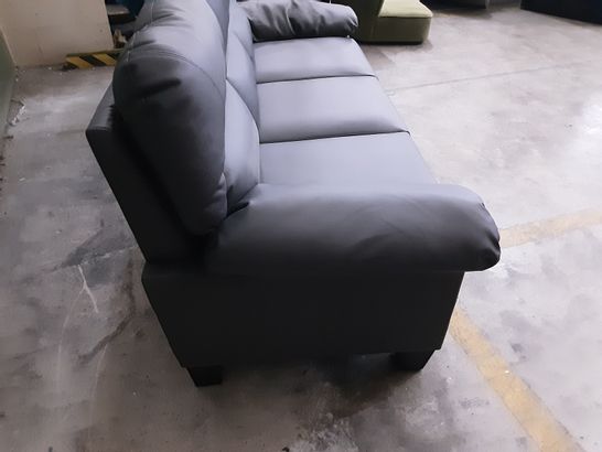 DESIGNER GREY LEATHER 3-SEATER SOFA 