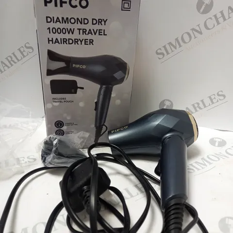 BOXED PIFCO DIAMON DRY 1000W TRAVEL HAIR DRYER 