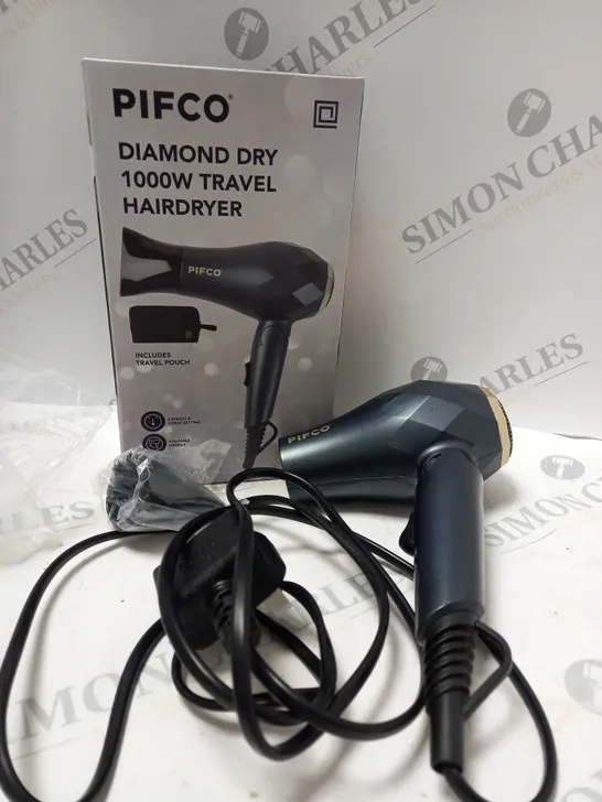 BOXED PIFCO DIAMON DRY 1000W TRAVEL HAIR DRYER 