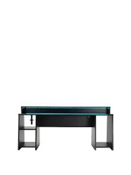 BOXED TEZAUR GAMING DESK - BLACK (1 OF 3 BOXES, INCOMPLETE)