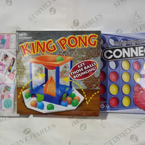 BOX OF APPROXIMATELY 5 ASSORTED TOYS AND GAMES TO INCLUDE KING PONG, CONNECT 4, CREATE YOUR OWN BFF SCRAPBOOK, ETC