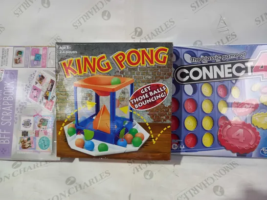 BOX OF APPROXIMATELY 5 ASSORTED TOYS AND GAMES TO INCLUDE KING PONG, CONNECT 4, CREATE YOUR OWN BFF SCRAPBOOK, ETC