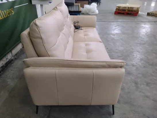 QUALITY ITALIAN DESIGNER BOLZANO ELECTRIC RECLINER LARGE SOFA - BEIGE LEATHER