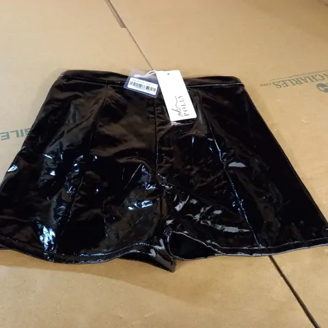 OH POLLY BLACK LATEX SKIRT SIZE 10