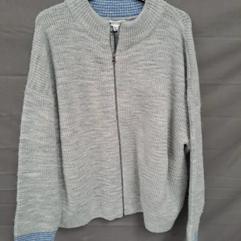 WHITE STUFF LADIES ZIP UP WOOLLEN CARDIGAN BLUE SIZE 18