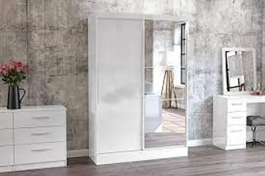 LYNX 2 DOOR SLIDING WARDROBE WITH MIRROR IN WHITE 