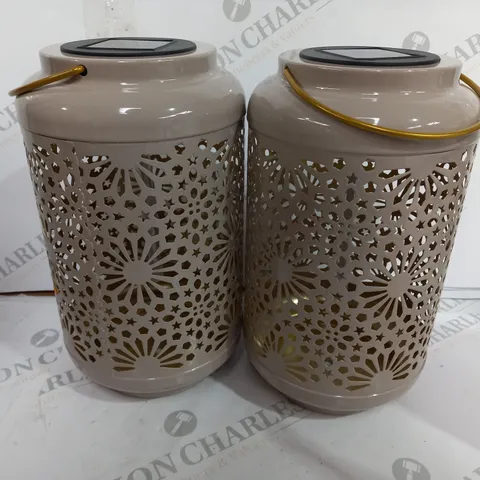 GARDEN REFLECTIONS SET OF 2 PATTERNED SOLAR LANTERNS