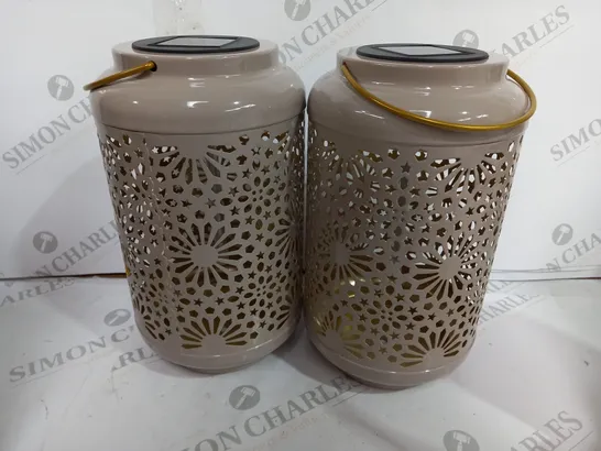 GARDEN REFLECTIONS SET OF 2 PATTERNED SOLAR LANTERNS