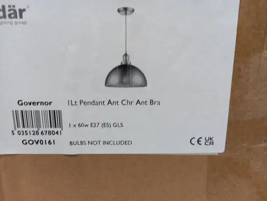 BOXED GOVERNOR PENDANT SHADE ANTIQUE CHROME ANTIQUE BRASS