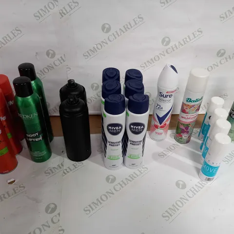 LOT OF APPROX 20 ASSORTED AEROSOLS TO INCLUDE SHAVING FOAM, BODY SPRAY, SHOWER FOAM ETC