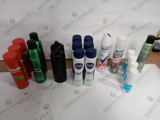 LOT OF APPROX 20 ASSORTED AEROSOLS TO INCLUDE SHAVING FOAM, BODY SPRAY, SHOWER FOAM ETC