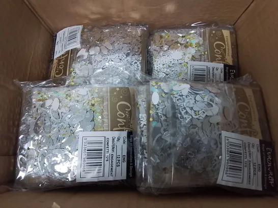 LOT OF 144 BRAND NEW 14G PACKS OF ENGAGEMENT CONFETTI IN GOLD/SILVER