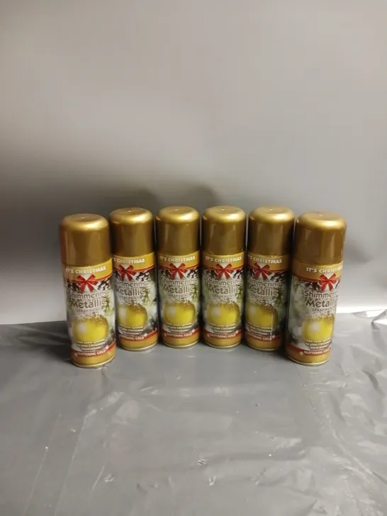 LOT OF 6 IT'S CHRISTMAS SHIMMERING METALLIC GLITTERING GOLD SPRAY PAINT 200ML PER