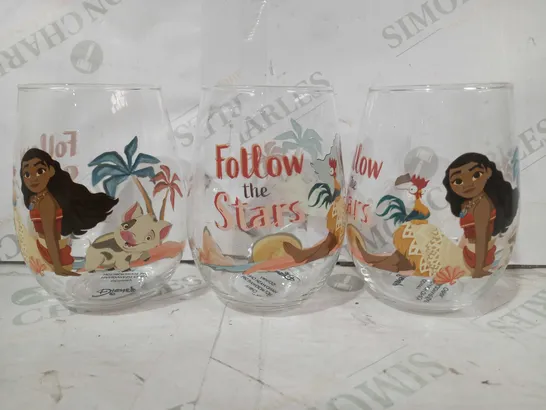 SET OF 3 DISNEY MOANA GLASS TUMBLERS