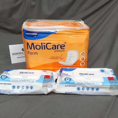 HARTMANN MOLICARE FORM PREMIUM 32 PIECE PACK AND 5 PACKS OF HARTMANNMOLICARE 3 IN 1 WET WIPS