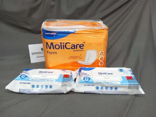 HARTMANN MOLICARE FORM PREMIUM 32 PIECE PACK AND 5 PACKS OF HARTMANNMOLICARE 3 IN 1 WET WIPS