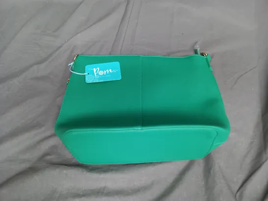 POM VEGAN LEATHER GREEN POUCH BAG