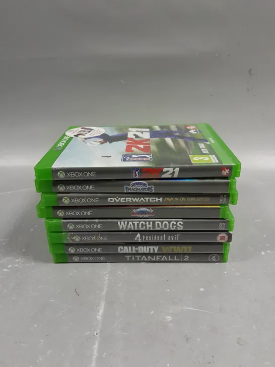 8 X ASSORTED XBOX ONE VIDEO GAMES TO INCLUDE WATCH DOGS, TITANFALL 2, CALL OF DUTY WWII ETC 