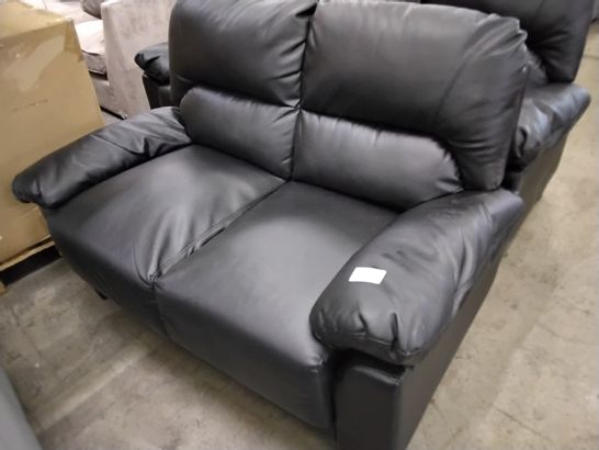 DESIGNER BLACK LEATHER FIXED TWO SEATER SOFA 