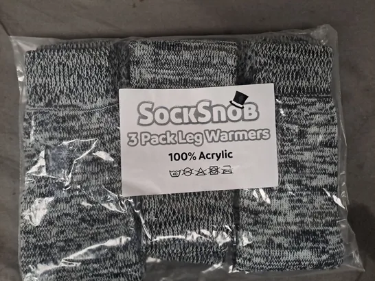 BOX OF APPROXIMATELY 10 ASSORTED SOCK SNOB 3-PACK LEG WARMERS IN GREY - COLLECTION ONLY