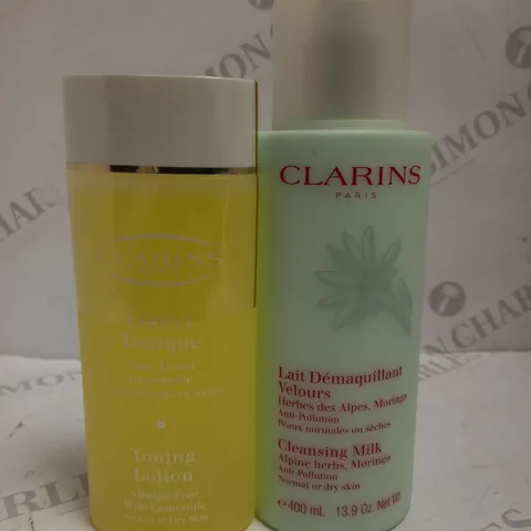 CLARINS CLEANSING MILK 400ML + TONING LOTION 200ML FOR NORMAL TO DRY SKIN