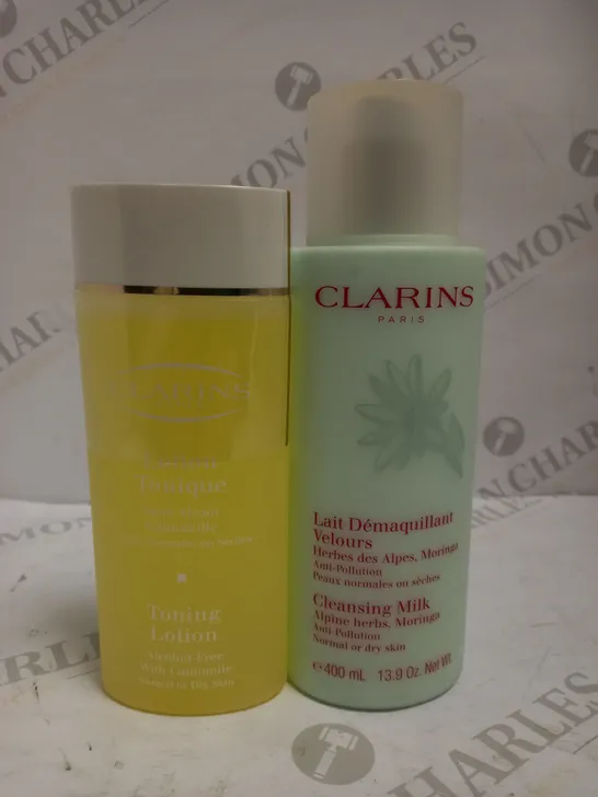 CLARINS CLEANSING MILK 400ML + TONING LOTION 200ML FOR NORMAL TO DRY SKIN