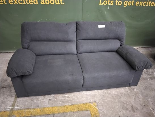 DESIGNER GREY FABRIC FIXED THREE SEATER SOFA 