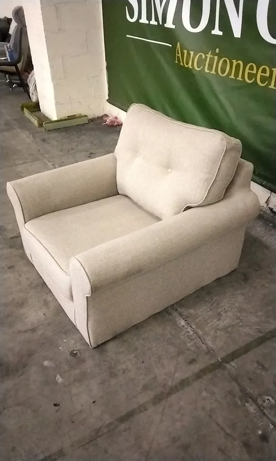 DESIGNER CREAM FABRIC ARMCHAIR