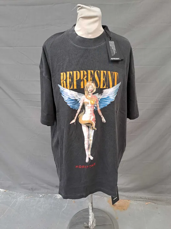 REPRESENT REBORN TSHIRT IN AGED BLACK SIZE M