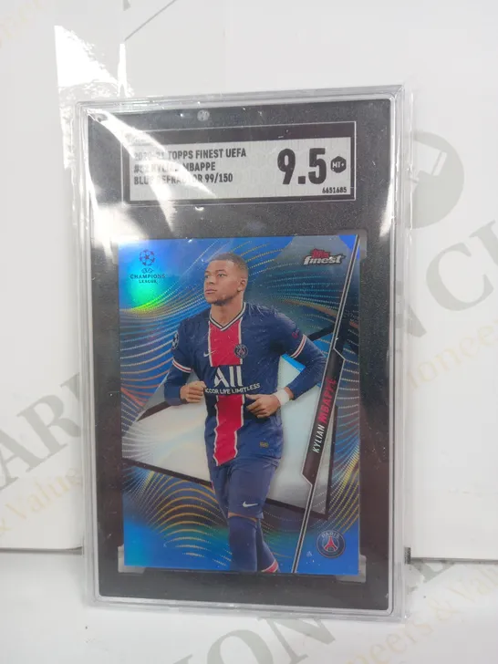 FRAMED AND GRADED TOPPS COLLECTIBLE TRADING CARD - #52 KYLIAN MBAPPE (2020-21)