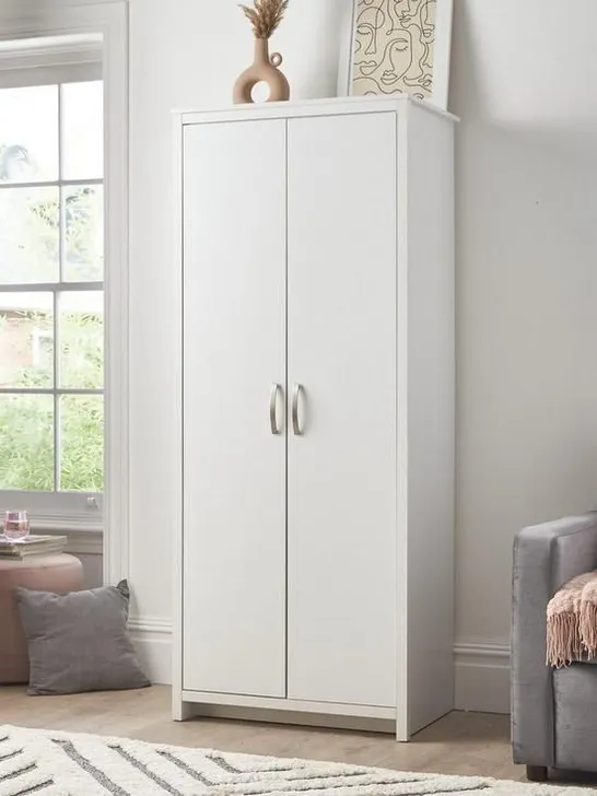 BOXED 1 ELY 2 DOOR WARDROBE WHITE (1 BOX)