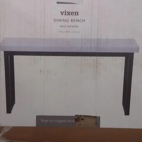 BOXED VIXEN DINING TABLE IN BLACK AND WHITE H48 X W90 X D31CM 