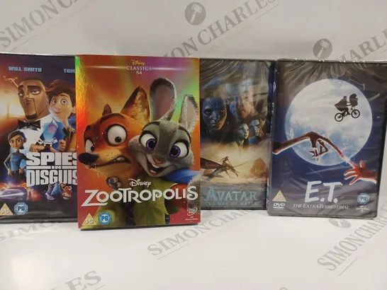 BOX OF APPROX 8 DVD'S TO INCLUDE AVATAR THE WAY OF THE WATER, SPIES IN DISGUISE, ZOOTROPOLIS, ETC. 