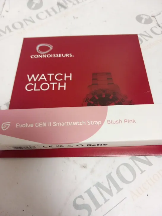 BOXED STK EVOLVE GEN II PINK RUBBER STRAP AND 2 CONNOISSEURS WATCH CLEANING CLOTHS