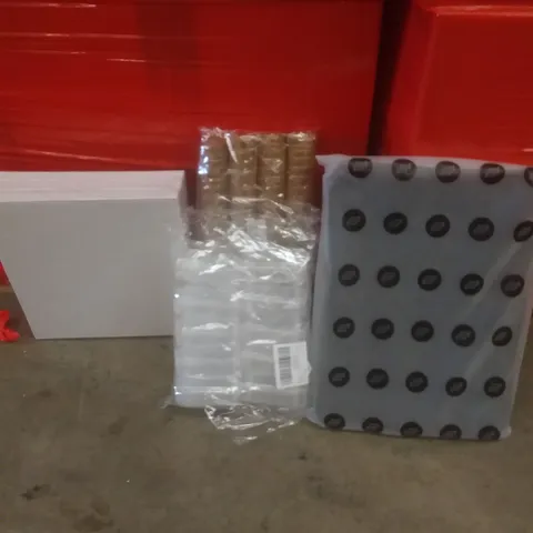 PALLET OF ASSORTED ITEMS INCLUDING PLANT SUPPORT, BACKPACKS, CAKE BOARDS