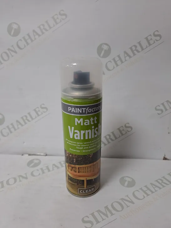 APPROXIMATELY 24 PAINT FACTORY ALL PURPOSE MATT SPRAY VARNISH IN CLEAR 250ML 