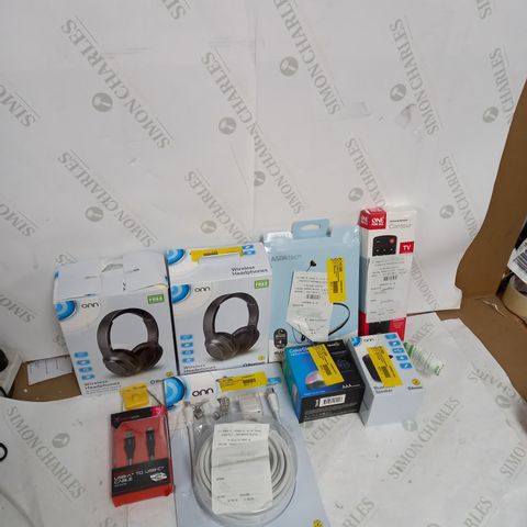 LOT OF ASSORTED ITEMS TO INCLUDE HEADPHONES, BLUETOOTH SPEAKERS AND UNIVERSAL REMOTES