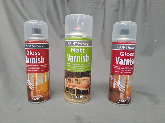 LOT OF 3 ASSORTED HOUSEHOLD ITEMS TO INCLUDE GLOSS VARNISH (250ML), AND MATT VARNISH (400ML) - COLLECTION ONLY