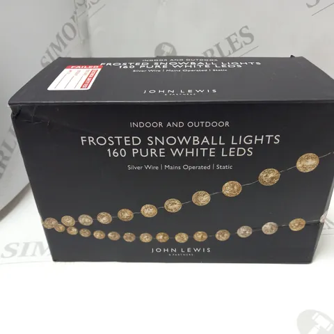 BOXED JOHN LEWIS FROSTED SNOWBALL LIGHTS 160 PURE WHITE LEDS