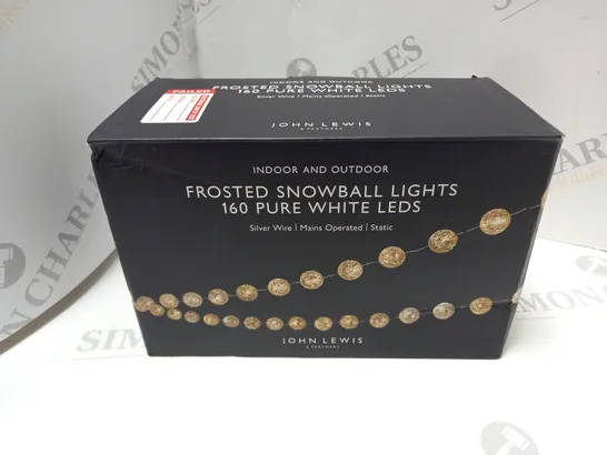 BOXED JOHN LEWIS FROSTED SNOWBALL LIGHTS 160 PURE WHITE LEDS