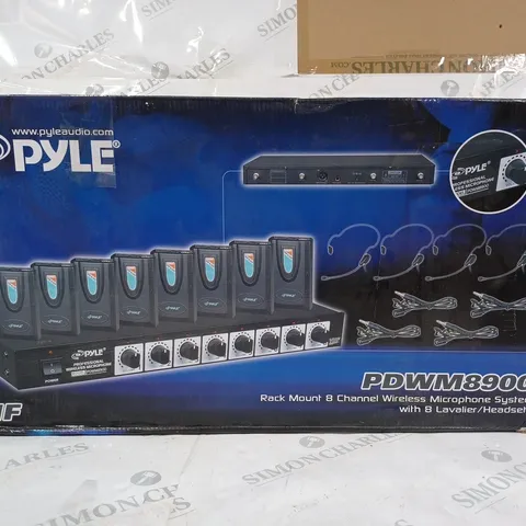 BOXED PYLE PDWM8900 RACK MOUNT 8 CHANNEL WIRELESS MICROPHONE SYSTEM