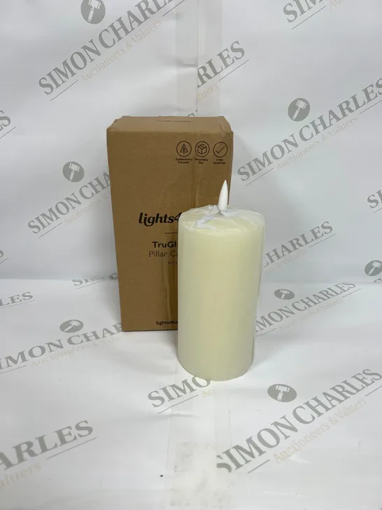 LIGHTS4FUN TRUGLOW PILLAR CANDLE IN IVORY