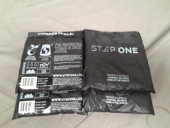 LOT OF 4 BAGGED PAIRS OF STEP ONE BOXERS SCORPIONS XL