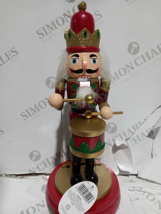 BOXED FESTIVE 32CM WOODEN ANIMATED MUSICAL NUTCRACKER