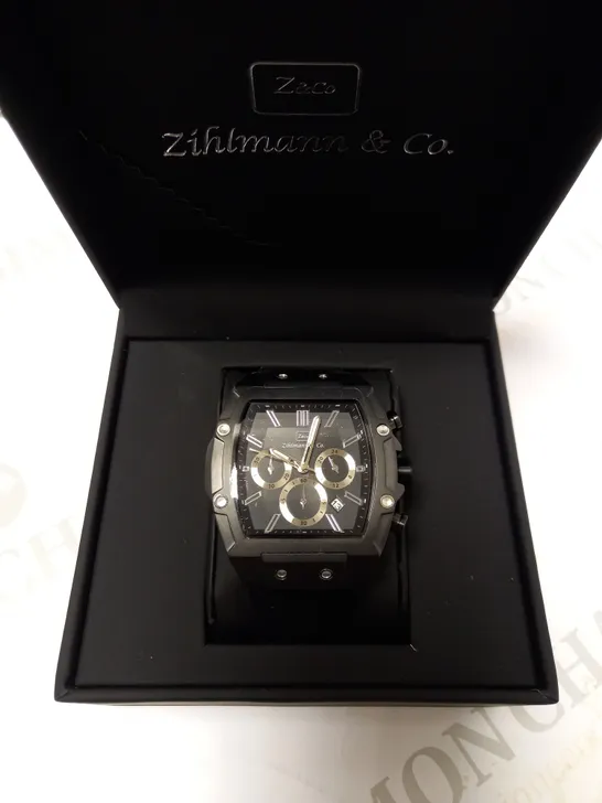 ZIHLMANN & CO TRIPLE DIAL STUD RUBBER STRAP WATCH